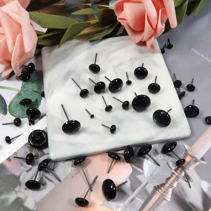 TOAOB 100pcs Black Glass Eyes Kits 3mm to 12mm Assorted Sizes for Crafts Needle Felting Bears Dolls Decoys Sewing 3/4/5/6/7/8/9/10/11/12mm - NewNest Australia