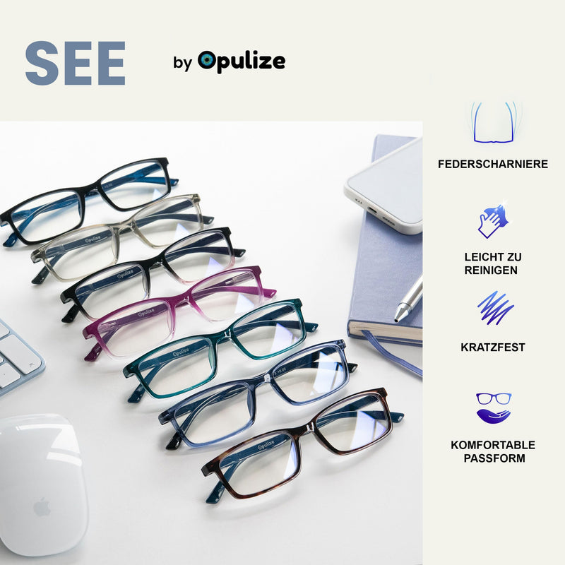 Opulize Sea Glasses Blue Light Filter Narrow Frame Spring Hinges Improve Sleep Computer Glasses Gaming Anti-Reflective Men Women B9 +0.00 Diopter Grey - NewNest Australia