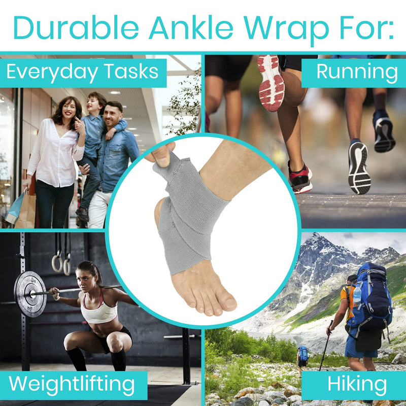 Vive Ankle Wrap - Strap Heel Brace Stabilizer For Sprained Foot - Breathable, Soft, Firm Compression Sport Sleeve For Swelling - Adjustable Nonslip Elastic Support For Tendonitis - For Women, Men Gray - NewNest Australia