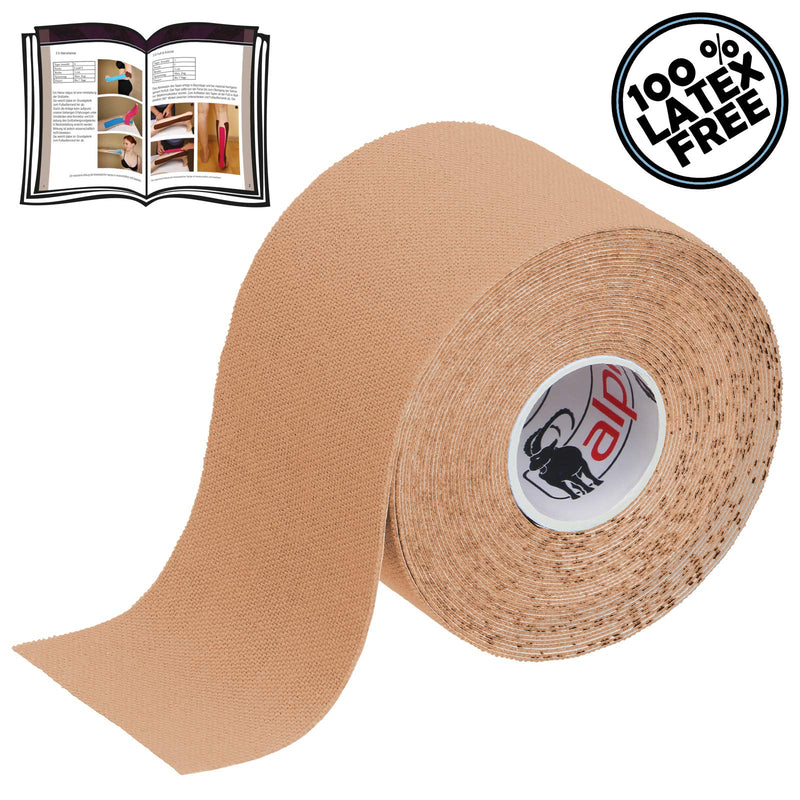 Alpidex 5 Rolls Of Kinesiology Tape 5 M X 5 Cm, Many Colors, Application Brochure, Elastic, Waterproof, Skin-Friendly, Physio Muscle Tape Set, Colour: Skin Colour - NewNest Australia