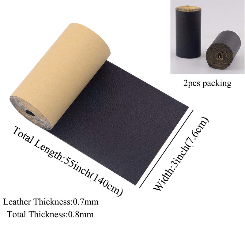 Leather Repair Patch Tape for Couches 2packs 3X55inch Self-Adhesive for Furniture Sofa Vinyl Car Seats Couch Chairs Shoes Down Jackets First Aid Patch Fix Tear Kit (Black, 3X55 inch) Black - NewNest Australia