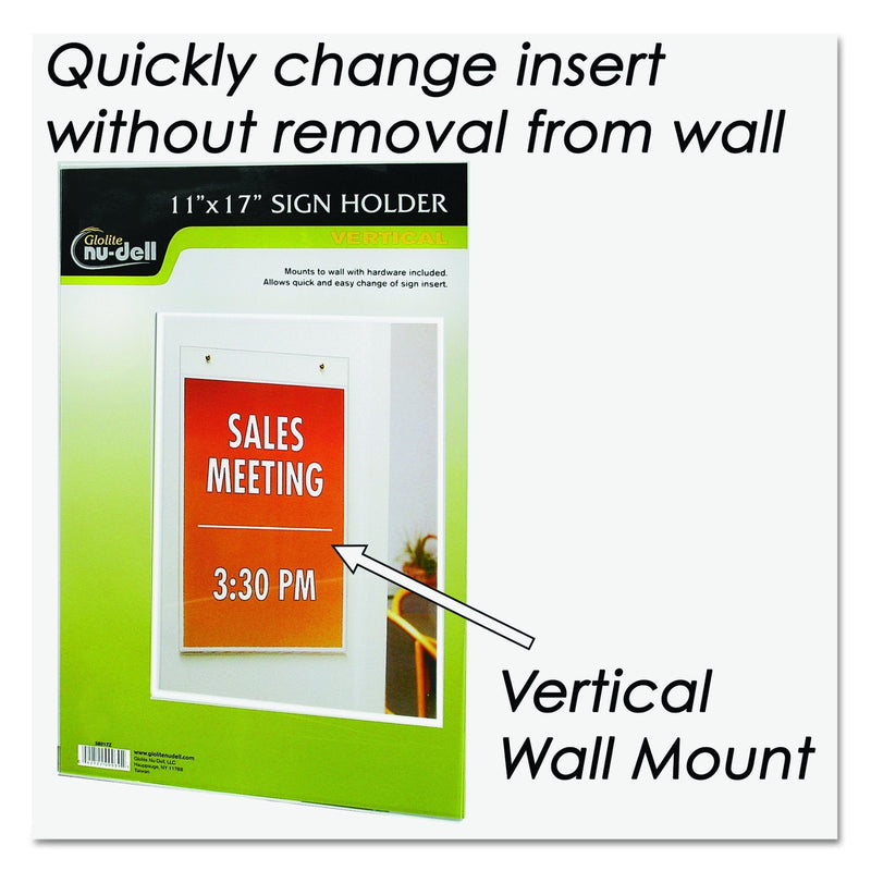 NuDell 38017Z Clear Plastic Sign Holder, Wall Mount, 11 x 17 - NewNest Australia