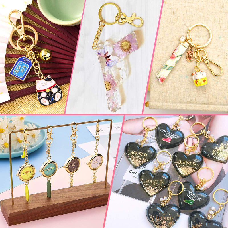 Gold Keychain Rings for Craft, Paxcoo 100pcs Keychain Hardware Kit Includes 50Pcs Key Chain Hooks and 50pcs Key Rings, Bulk Keychain Making Supplies for Resin Craft, Acrylic Blanks Gold - NewNest Australia