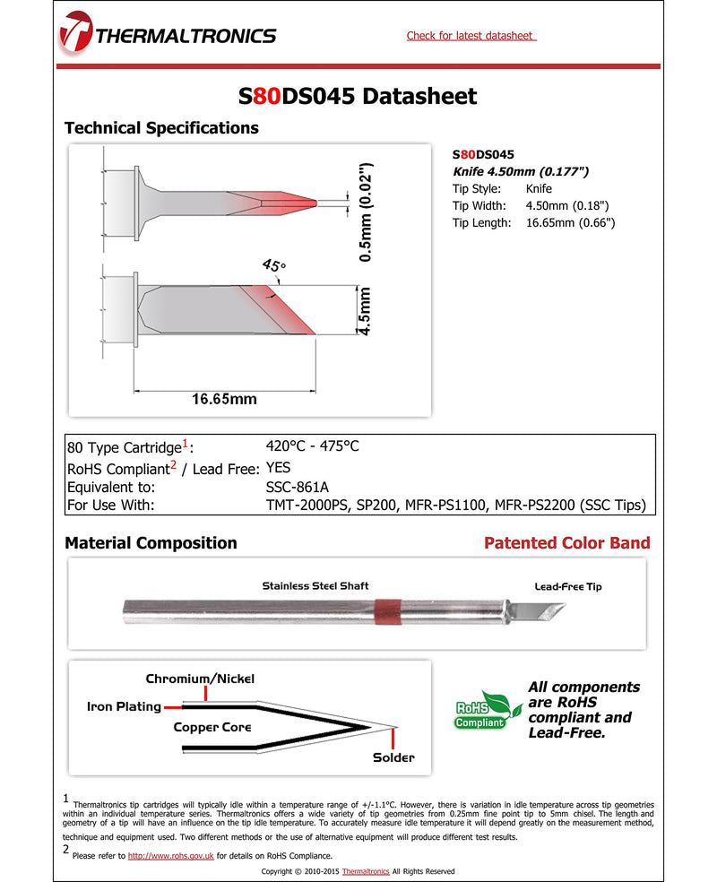 Thermaltronics S80DS045 Knife 4.50mm (0.177in) interchangeable for Metcal SSC-861A - NewNest Australia