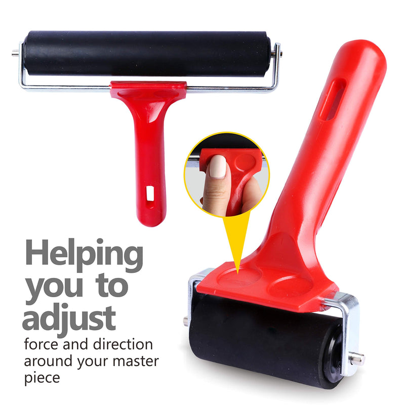 UCEC 3 PCS Rubber Rollers, Durable Hard Rubber Brayer Rollers for Crafting, Glue Roller Paint Brush for Printmaking Stamping Gluing, Anti Skid Tape Construction (2.4”, 5.9”, 7.9”) - NewNest Australia