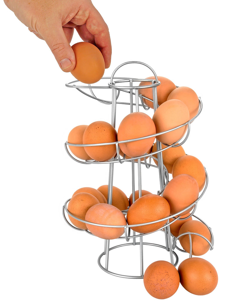 NewNest Australia - Egg Skelter Deluxe Modern Spiraling Dispenser Rack, Silver 