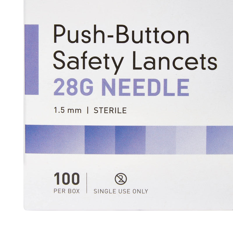 McKesson Safety Lancets, Sterile, Push-Button, 28 Gauge Needle, 1.5 mm, 100 Count, 1 Pack 100 Count (Pack of 1) - NewNest Australia