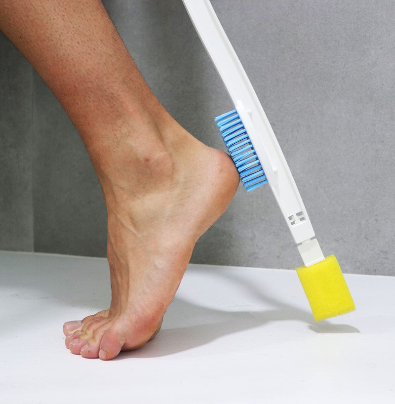 KMINA - Long Handled Foot Brush and Sponge, Foot Cleaner for Shower, Long Reach Toe Washer, Feet Cleaning Brush for Shower, Extra Long Handled Brush to Wash Feet (Includes Spare Parts) - NewNest Australia