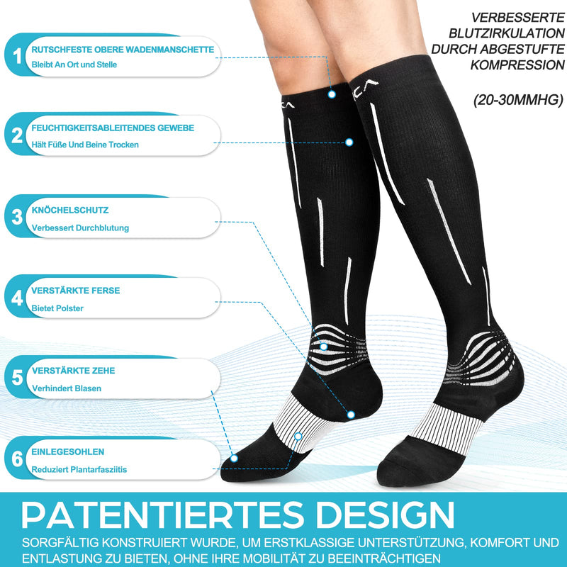 Neenca Compression Stockings (20-30 Mmhg), Medical Compression Socks For Women & Men Support Socks For Recovery From Injury & Pain Relief, Sports Protection, Running, Sports, Flight - 1 Pair - NewNest Australia
