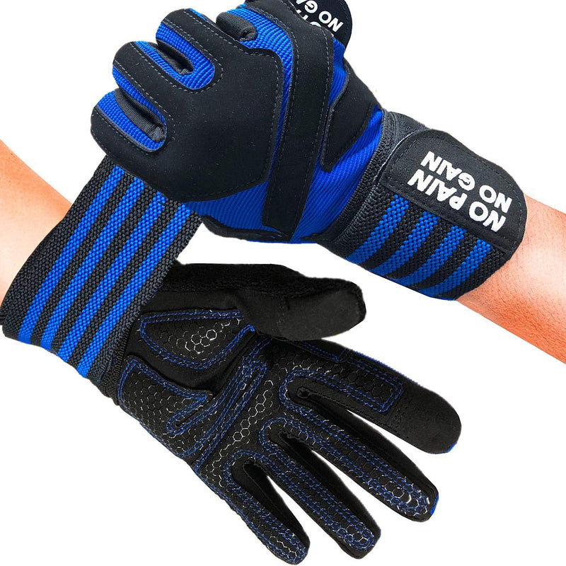 Weightlifting Workout Gloves Full Half Finger with Wrist Strap Support, Padded Grip for Weight Lifting Gym Fitness Exercise Training Men Male Full-Black Large - NewNest Australia