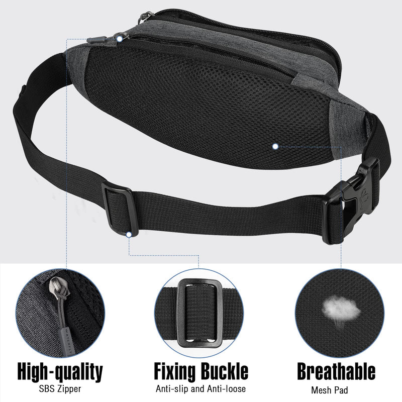 WATERFLY Fanny Pack Waist Bag: Runner Small Hip Pouch Bum Bag Running Fannie Pack Phanny Fannypack Waistpack Bumbag Beltbag Sport Slim Fashionable for Jogging Hiking Woman Man Grey - NewNest Australia