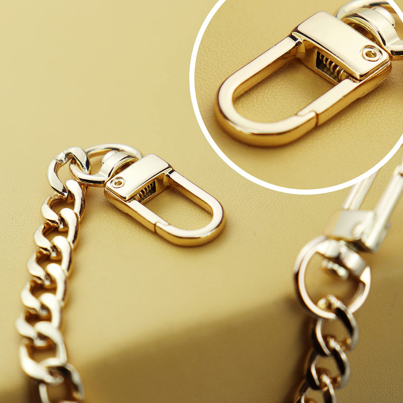 HEEHEE 7.9" Mini Purse Chain Strap More Upscale Color Tone Wearing Comfortable Slim Wide 8mm Quality Metal Flat Chains Handbag Replacement Straps Gold 1 PCS for Shoulder Cross Body Wallet Clutch Gold 7.9" - NewNest Australia