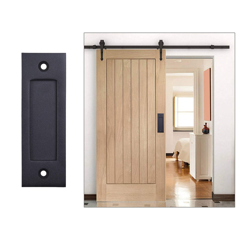 Kare & Kind 6-Inch Sliding Barn Door Handle (Black) - Easy to Install Flat Bottom Finger Pull Set - Solid Steel Smooth Edges for Sliding Barn Doors, Sheds, Garages - Tapping Screws Included - NewNest Australia