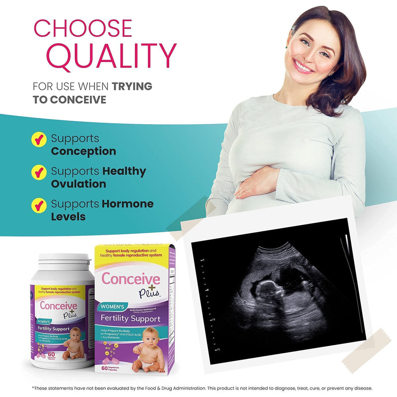 Conceive Plus Fertility Support Women - Prenatal Vitamins for Conception, Regulate Ovulation, Balance Hormones - Folate Folic Acid, Myo-Inositol Pills - 60 Vegetarian Capsules - NewNest Australia