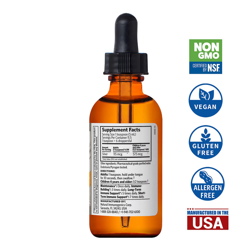 Argentyn 23 Professional Bio-Active Silver Hydrosol for Immune Support – Colloidal Silver, 23ppm, 2oz (59mL) – Dropper-Top - NewNest Australia