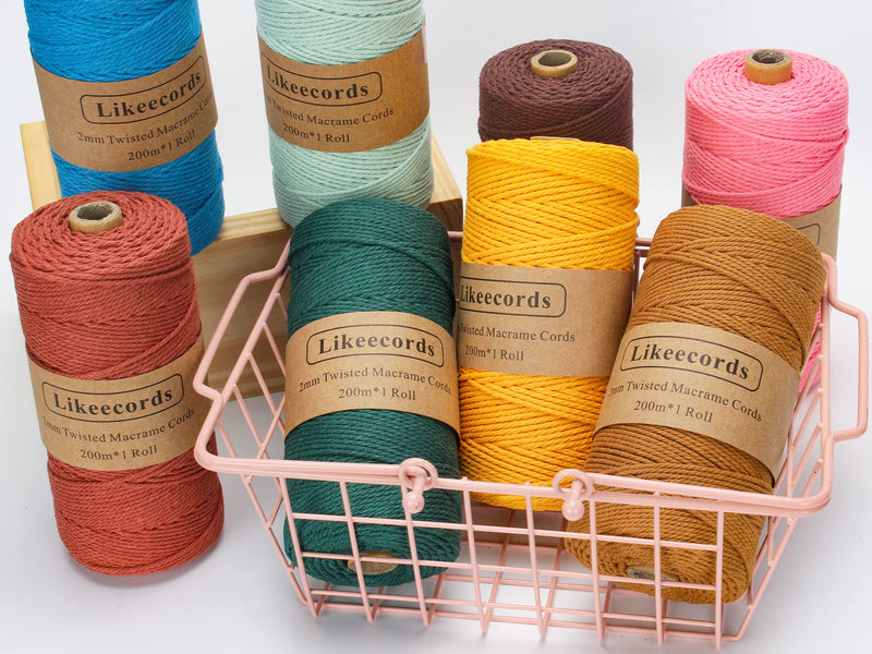 Macrame Cord,2mm x 219yard Cotton Twine String Cord,Natural White Cotton Rope Craft String for DIY Knitting Plant Hangers Christmas Wedding Décor ArmyGreen 2mm*219yards - NewNest Australia