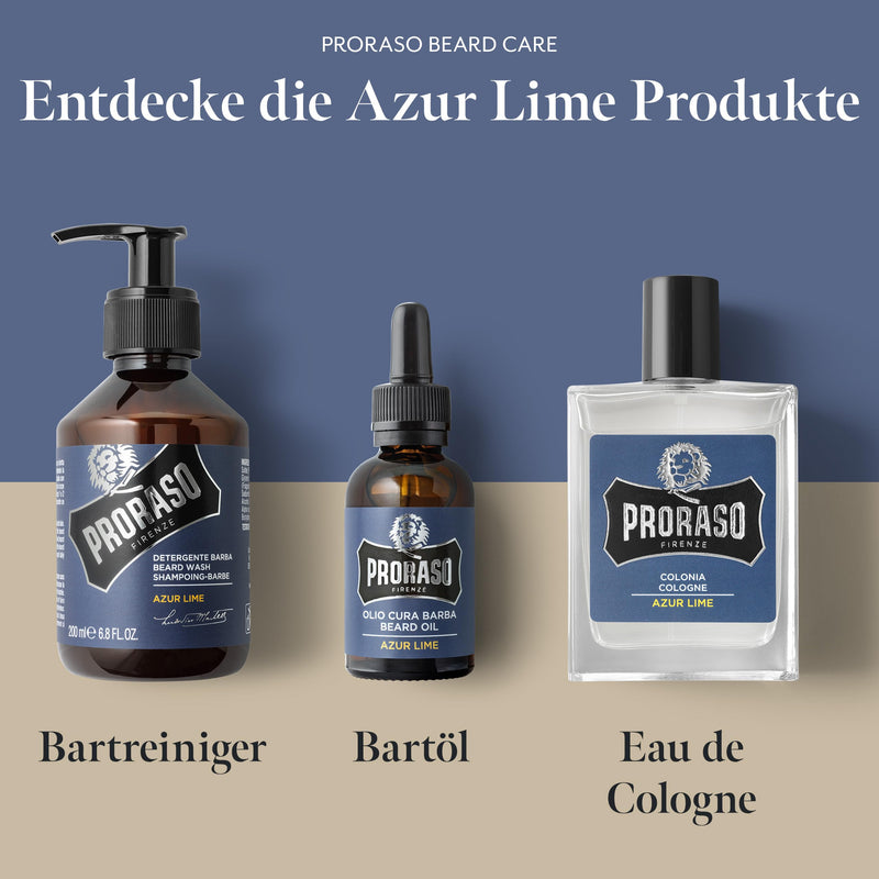 Proraso Beard Oil Azur Lime, 30 ml, beard oil with a fresh, woody scent, beard softener nourishes skin and hair and protects beard hair, Made in Italy, aloe - NewNest Australia