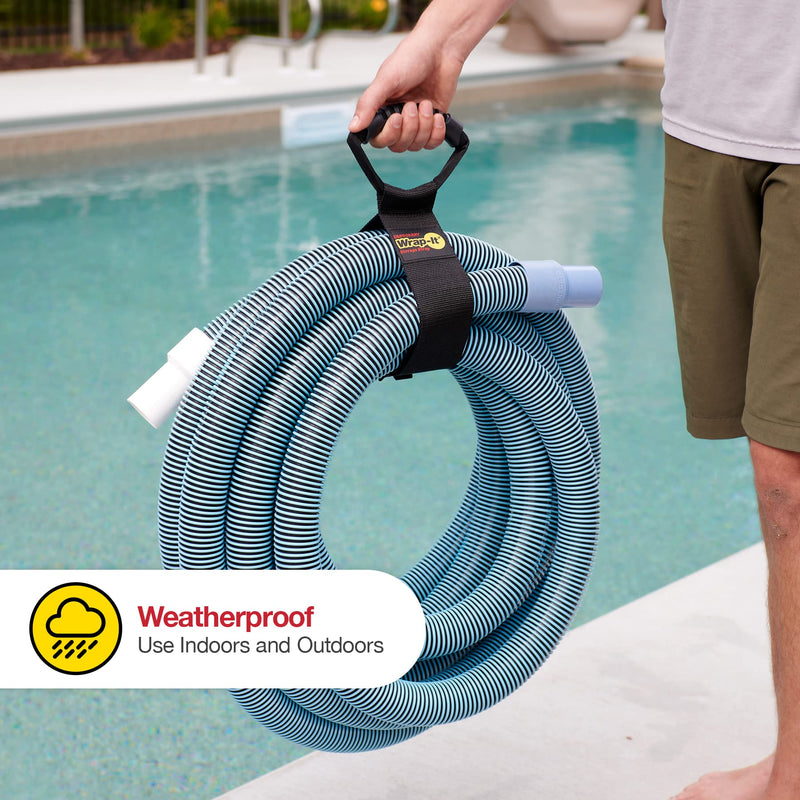 Easy-Carry Wrap-It Storage Straps - 28” (2-Pack) – Heavy-Duty Hook and Loop Extension Cord Carrying Strap, Hanger, Keeper, Organizer with Handle for Pool, Boat, RV, Garden Hoses, Cords, and Cables 28" (2 Pack) Black - NewNest Australia