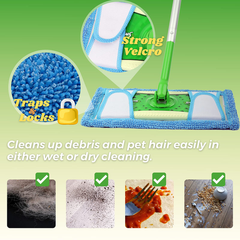Reusable Microfiber Mop Pads for Swiffer Sweeper & All 10-12 Inch Flat Mop, Upgraded Wet Dry Cleaning Pads for All Hard-Floor, Reusable & Washable Sweeper Refills (2) 2 - NewNest Australia