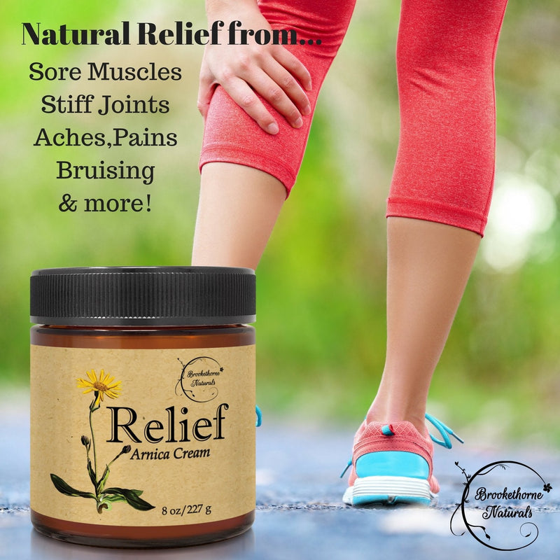 Relief Arnica Cream – Enriched with Lemongrass, Eucalyptus & Rosemary Essential Oils – All Natural Massage Lotion for Sore Muscles & Stiffness. Perfect for Massage Therapy by Brookethorne Naturals - NewNest Australia