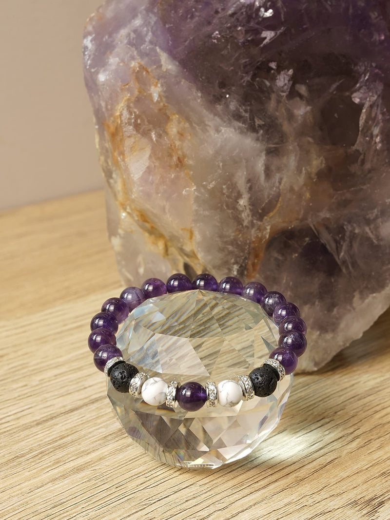 Anxiety Bracelet for Women- Amethyst Crystal Bracelet Aromatherapy Diffuser and Lavender Essential Oils Gift Set- Lava Rocks, Crystal Sleep Oil Diffusers Gifts for Women - NewNest Australia
