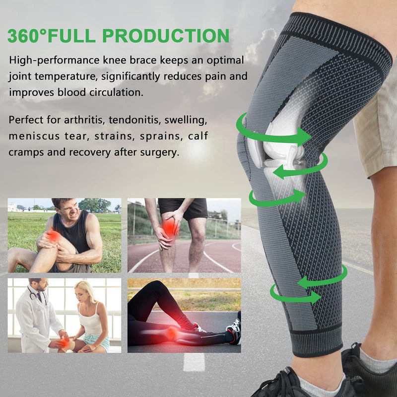 Knee Brace | Full Leg Sleeve | Knee Braces for Knee Pain Women & Men | Knee Compression Sleeves | Knee Support Knee Pads for Meniscus Tear, ACL, Arthritis, Joint Pain Relief,Sport (Pair) Black XX-Large - NewNest Australia