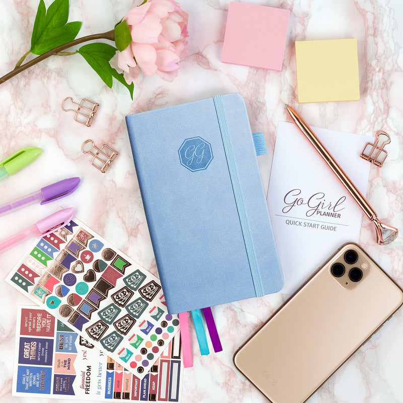GoGirl Planner and Organizer for Women – Pocket Size Weekly Planner, Goals Journal & Agenda to Improve Time Management, Productivity & Live Happier. Undated – Start Anytime, Lasts 1 Year - Light Blue Pocket (3.5'' x 6.2'') - NewNest Australia