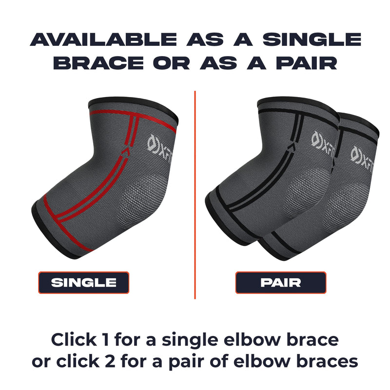 OXFIT Elbow Support Brace - Compression Arm Sleeve for Men & Women - Pain Relief for Arthritis, Joint Pain, Tendonitis, Tennis Elbow, Golfers Elbow Weightlifting (XL, Black, 1) XL - NewNest Australia