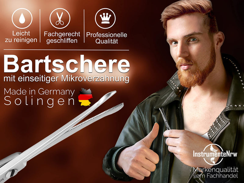 Solingen Beard Scissors Mustache Scissors 10.5 Cm With Sharp And Precise Cut Hair Scissors With One-Sided Micro Teeth And Rounded Ends For The Care Of Beard Hair And Nose Hair - NewNest Australia