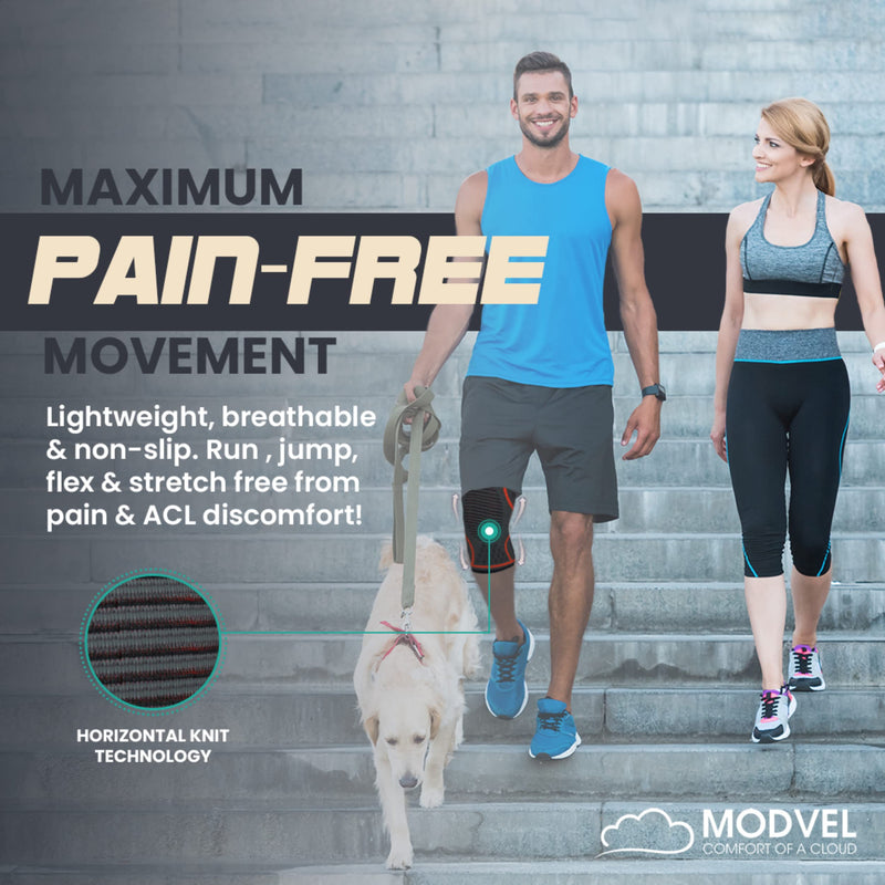 MODVEL 2 Pack Knee Brace | Knee Compression Sleeve for Men & Women | Knee Support for Running | Medical Grade Knee Pads for Meniscus Tear, ACL, Arthritis, Joint Pain Relief. Medium A Orange - NewNest Australia