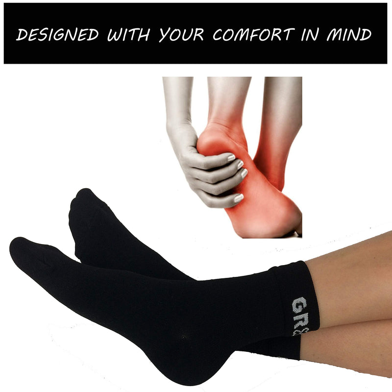 gr8ful® Compression Socks for Plantar Fasciitis + Achilles Tendonitis | Short, Ankle | Sport, Running or Everyday | Arch & Foot Support, Treatment of Pain, Aid Recovery | 1 Pair, Men/Women, Black L/XL L/XL (Pack of 1) - NewNest Australia