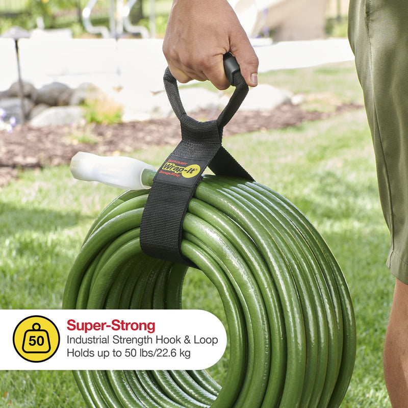 Easy-Carry Wrap-It Storage Straps - 28” (2-Pack) – Heavy-Duty Hook and Loop Extension Cord Carrying Strap, Hanger, Keeper, Organizer with Handle for Pool, Boat, RV, Garden Hoses, Cords, and Cables 28" (2 Pack) Black - NewNest Australia