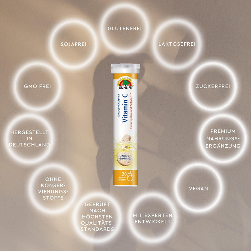 Sunlife effervescent tablets (vitamin C, 1x 20 pieces) in normal doses - NewNest Australia