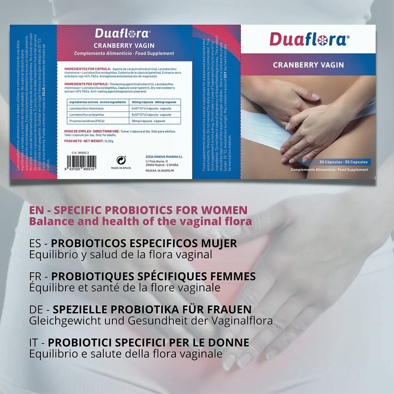 30 Capsules - Oral PROBIOTICS for Women - Balance Vaginal Flora - Feminine Health Care - Lactobacillus Rhamnosus + Lactobacillus Acidophilus + Cranberry PACs 40% - Once Daily - NewNest Australia