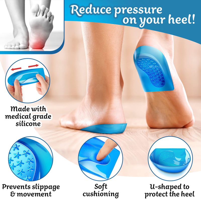 Medipaq Posture Correcting Gel Heel Pads - 1 Pair (S/M: UK Size 3-8) Gel Heel Cups - Gel Heel Pads for Plantar Fasciitis - Angled Design Corrects Pronation or Supination 1x Pair - S/M (Size 3 - 8) - NewNest Australia
