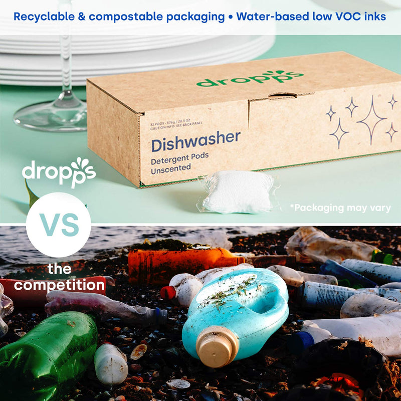 Dropps Dishwasher Detergent Pods: Unscented | 32 Count | Sparkling Shiny Dishes | Powers Away Baked On Food | Deep Cleans No Pre-Wash | Powered by Natural Mineral-Based Ingredients | Low Waste Packaging… - NewNest Australia