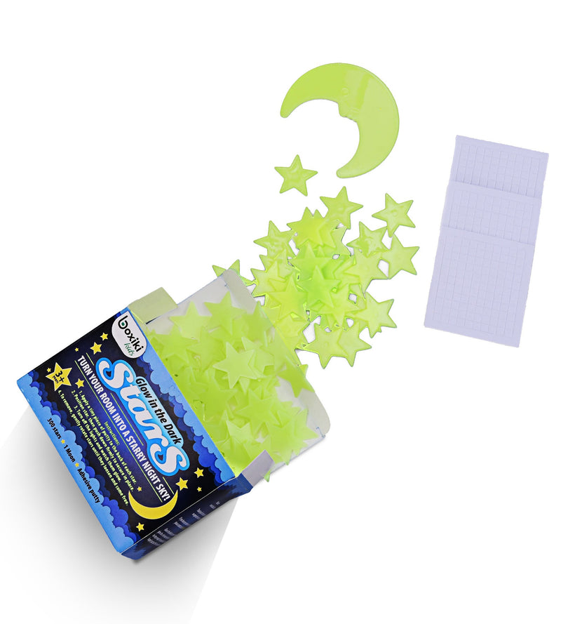 NewNest Australia - Glow in The Dark Stars & Moon Pack of 300 | Fluorescent Ceiling Stars for Kids | Estrellas Fluorescentes para Niños | Glow Moon and Stars Set for Bedrooms and Nurseries 