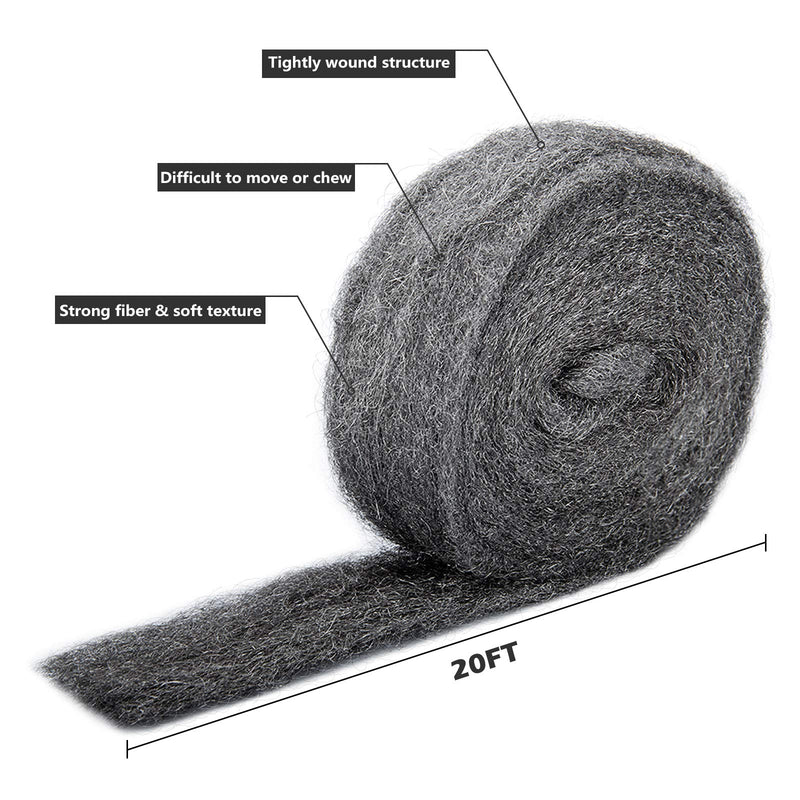 20Ft Steel Wool Roll, Coarse Wire Fill Fabric DIY Kit, Hardware Cloth, Gap Blocker to Keep Annoying Animals Away from Holes/Wall Cracks/Vents in Garden/House/Garage 20FT - NewNest Australia