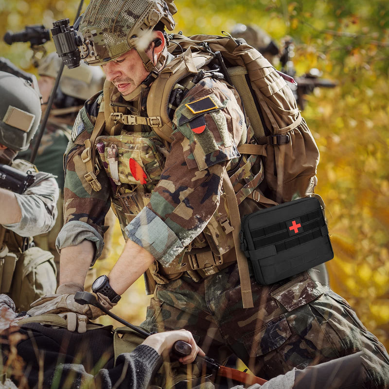 Huntvp Tactical First Aid Kit 1000D Molle Pouch Emergency Survival Gear Bag Backpack Attachment Medical Pocket Tool for Military Camping Outdoor Travel Hiking Camping (Black-L) Black-l - NewNest Australia