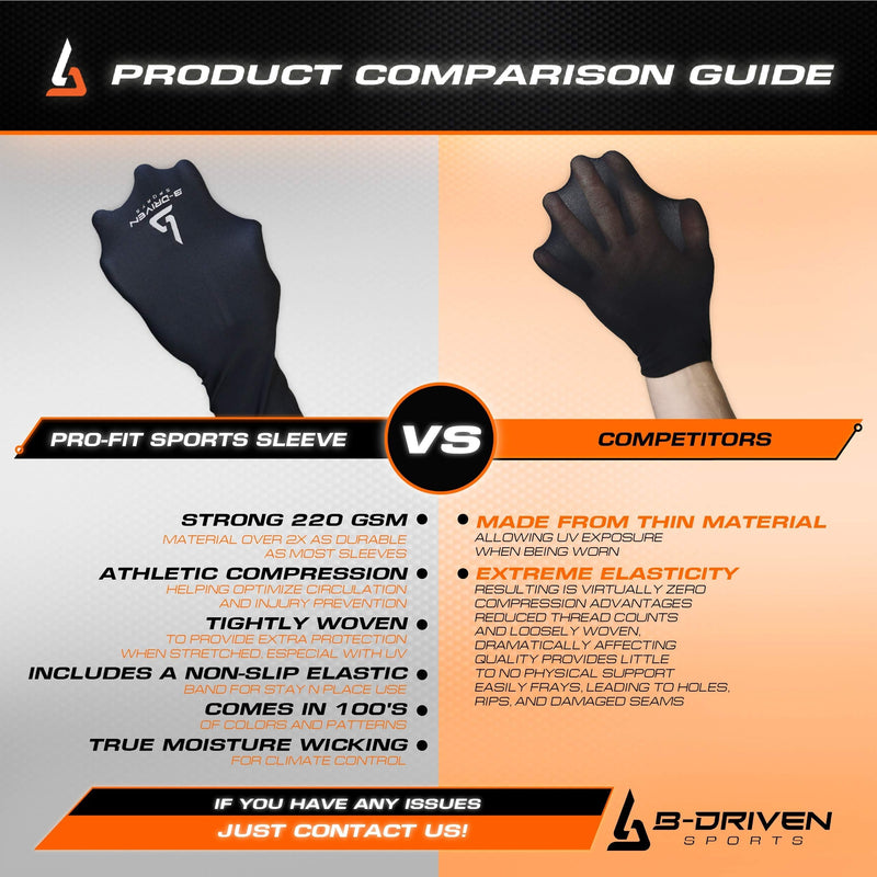 B-Driven Sports Compression Arm Sleeve - Tennis Elbow Compression Sleeves for Men & Women - Athletic Shooting Sleeve - 2 Pack Large Orange Streaks - NewNest Australia