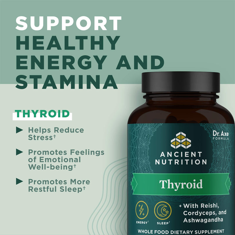 Thyroid Support Supplement with Ashwaghanda by Ancient Nutrition, Thyroid Capsules, Promotes Restful Sleep and Reduced Stress, Gluten Free, Paleo and Keto Friendly, 60ct - NewNest Australia