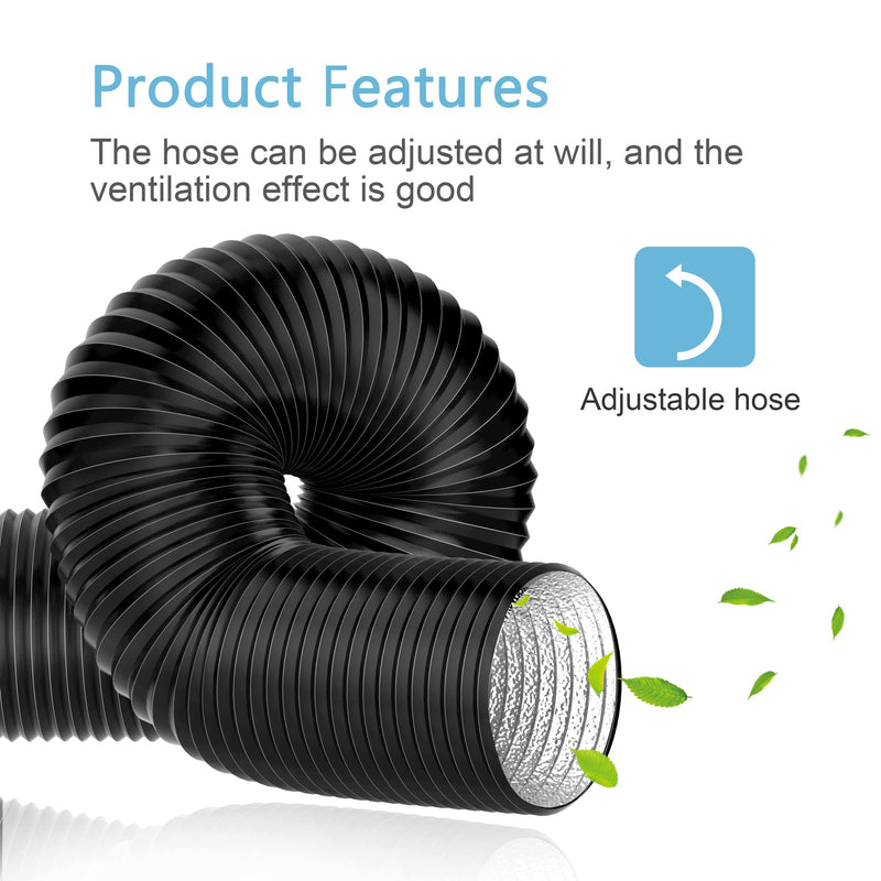 Hon&Guan 3 inch 16 FT Long Air Ducting, Heavy-Duty Four-Layer Protection Dryer Vent Hose for Heating Cooling Ventilation and Exhaust-with 2 Clamps, Black 3 x 16 FT - NewNest Australia