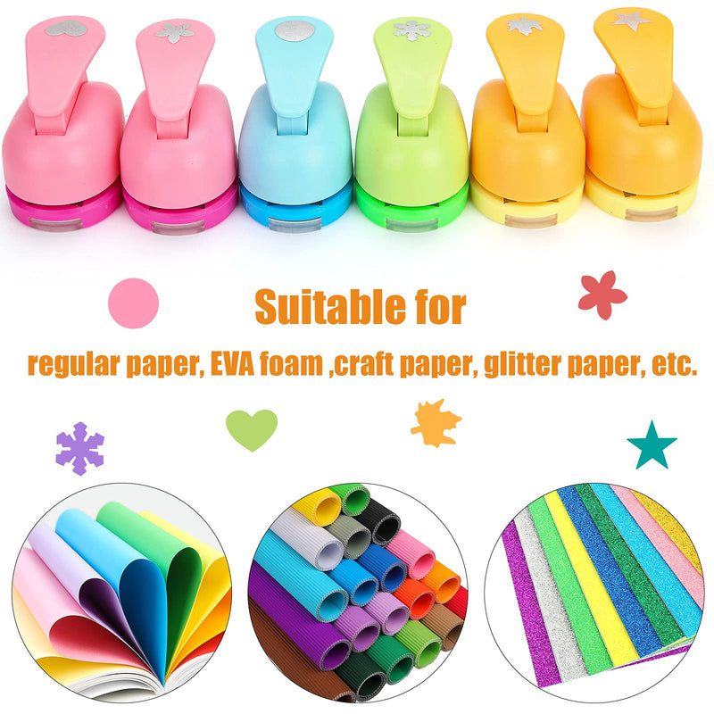 LoveInUSA Punch Craft Set, 6PCS Hole Punch Shapes Hole Puncher for Crafts Paper Punches Decorative Snowflake Star Circle Hole Puncher for Crafting Scrapbook Nail Designs - NewNest Australia