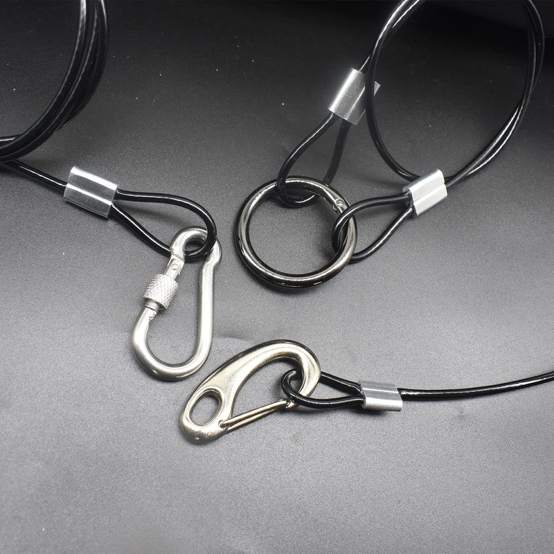 Bytiyar 10 pcs 6 inch (15cm) 3mm Thickness Stainless Steel Wire Rope Lanyard Cable Tether Safety Strap with Vinyl Cover Coated and 2 Loops Black 6in/15cm Black_10pcs - NewNest Australia