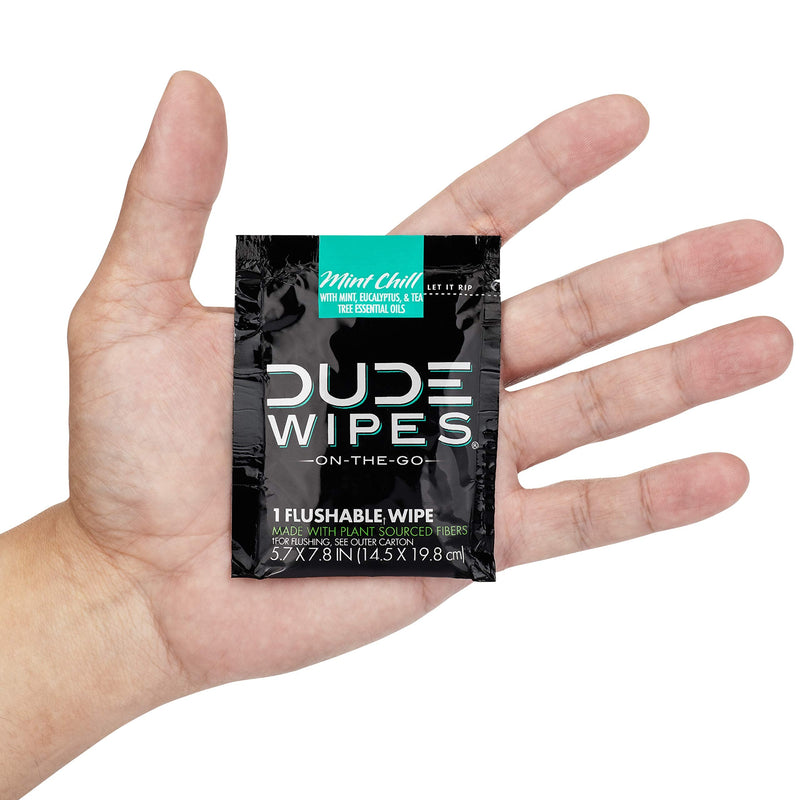 DUDE Wipes Flushable Wipes, Individually Wrapped Wet Wipes for Travel, Mint Chill Scent with Vitamin-E and Aloe, 30 On-The-Go singles - NewNest Australia