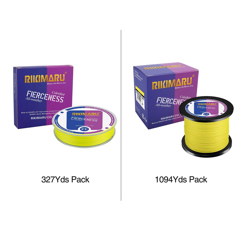 RIKIMARU Braided Fishing Line Abrasion Resistant Superline Zero Stretch&Low Memory Extra Thin Diameter 327-1094 Yds, 4-180LB Fluorescent Yellow 1094 Yds/0.10mm/10LB - NewNest Australia