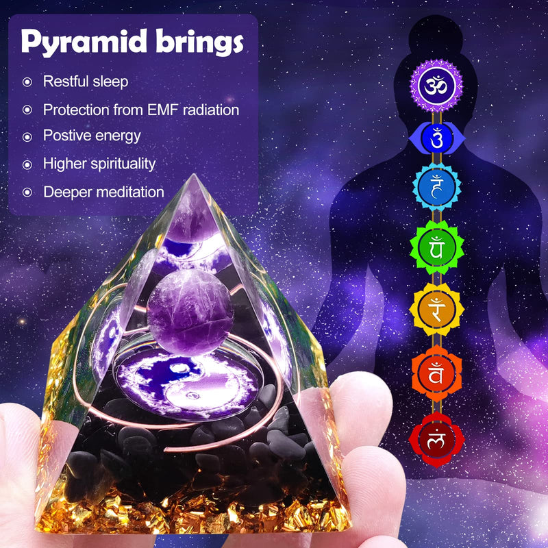 Crystal Pyramid, Moonstone Crystal Ogan Chakra Energy Tower, Positive Energy Generator, Nature Reiki Chakra Crushed Stone Jewelry for Healing Meditation Chakra Balance Amethyst - Eight Trigrams - NewNest Australia