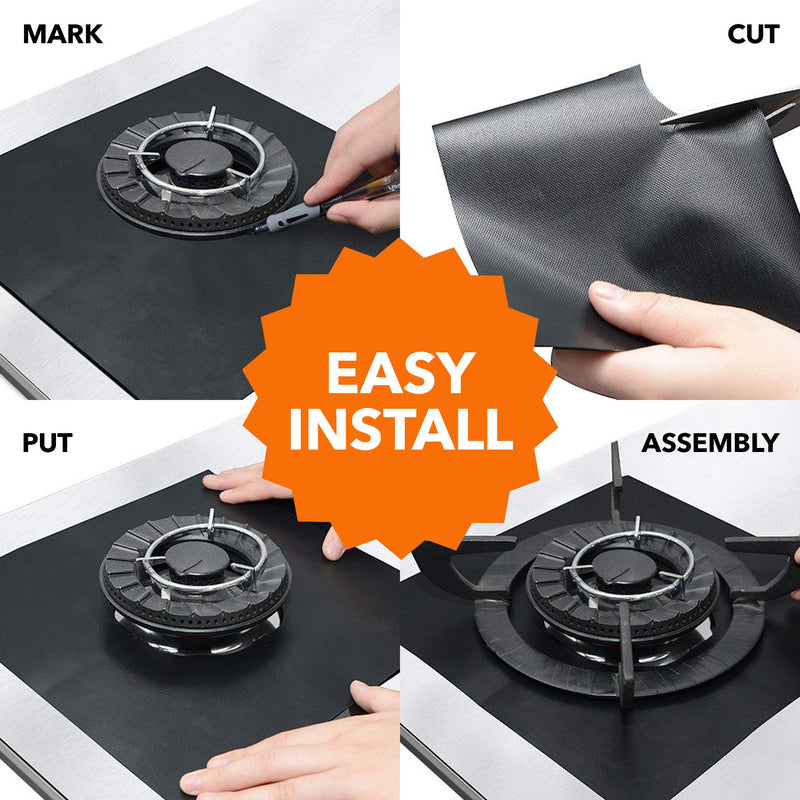 10 pack, gas stove protector, stove burner liners, stovetop range protectors, set top burner covers black, size 10.6” x 10.6” non stick reusable cover easy to clean, double thickness - NewNest Australia