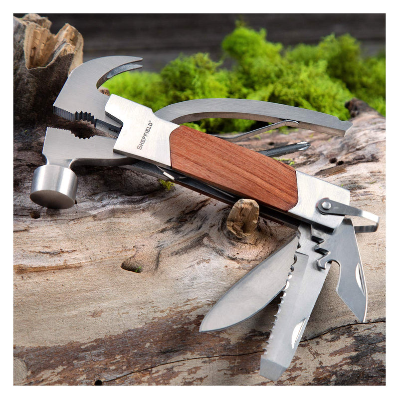 Sheffield 12913 Premium 14-in-1 Hammer Multi Tool, Multipurpose Tool for the Home, Camping Equipment, and Work, Hammer, Pliers, Survival Knife, & More - NewNest Australia