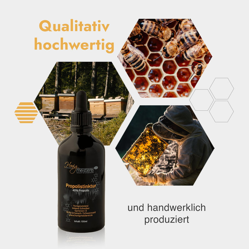 Honigmeisterei Propolis tincture 100ml with 40% natural propolis, in the best quality from Black Forest beekeeping, propolis drops without additives 100ml with dropper pipette - NewNest Australia